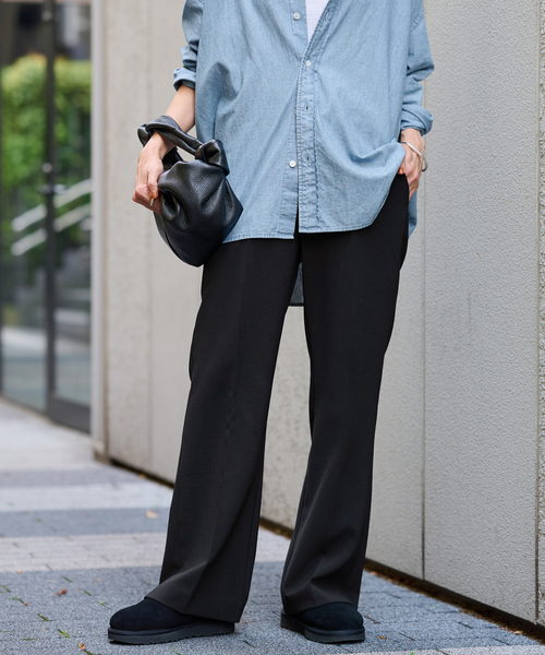 FRAMeWORK（フレームワーク）の「≪WEB限定 / 追加≫セミフレアパンツ 2（スラックス・レディース・ブラウン系その他/ブラック/ブラック×ブラック・40/38/36/34）」の2枚目の写真