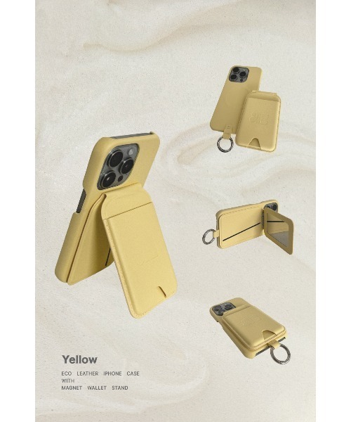ALEXIA STAM（アリシアスタン）の「Fake Leather iPhone Case with Magnet Wallet Stand /取外し可能 カードケース&スタンド iPhoneケース（スマホケース/カバー・レディース・イエロー/ピンク・A/D/C/B）」の2枚目の写真