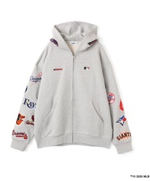 MLB(���W���[���[�O�x�[�X�{�[��)��atmos x MLB All Teams Patch Zip-up Hooded Sweatshirt / �A�g���X x MLB �`�[�� �p�b�` �W�b�v�A�b�v �t�[�f�b�h �X�E�F�b�g�V���c�ySP�z(�p�[�J�[)
