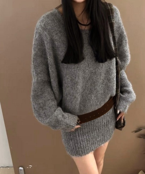 Miniministore(ミニミニストア)の「ミニニットワンピースウエストマーク韓国風(ワンピース・レディース・グリーン/ブラウン/グレー/アイボリー・FREE)」の8枚目の写真