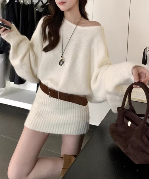 Miniministore(ミニミニストア)の「ミニニットワンピースウエストマーク韓国風(ワンピース・レディース・グリーン/ブラウン/グレー/アイボリー・FREE)」の9枚目の写真