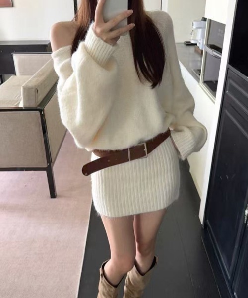 Miniministore(ミニミニストア)の「ミニニットワンピースウエストマーク韓国風(ワンピース・レディース・グリーン/ブラウン/グレー/アイボリー・FREE)」の12枚目の写真
