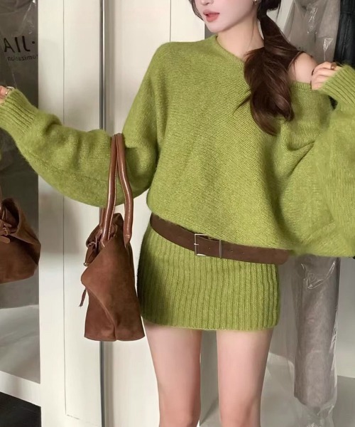 Miniministore(ミニミニストア)の「ミニニットワンピースウエストマーク韓国風(ワンピース・レディース・グリーン/ブラウン/グレー/アイボリー・FREE)」の21枚目の写真