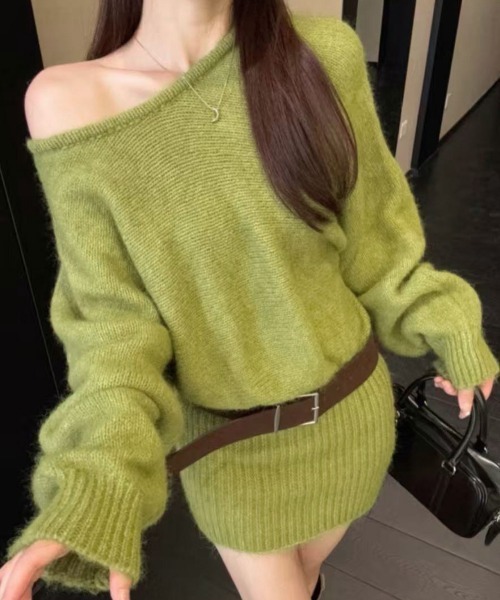 Miniministore(ミニミニストア)の「ミニニットワンピースウエストマーク韓国風(ワンピース・レディース・グリーン/ブラウン/グレー/アイボリー・FREE)」の22枚目の写真