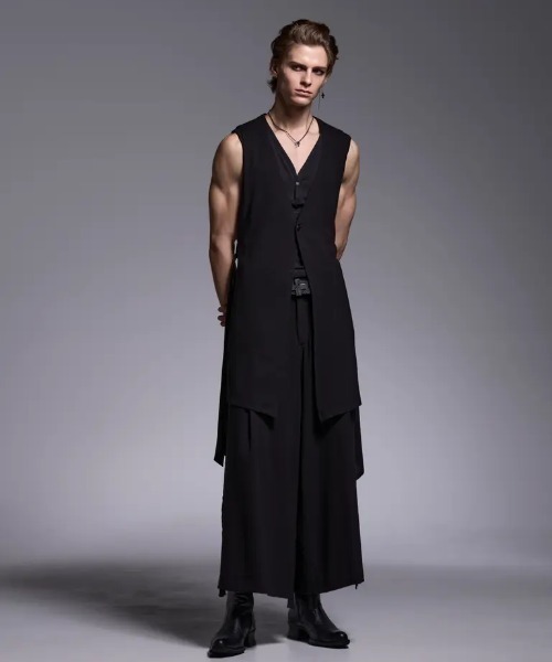 kiryuyrik(キリュウキリュウ)の「Kiryuyrik/キリュウキリュウ/Crape Long Flare Vest / クレープ ロングフレアベスト(ベスト・メンズ・ブラック・LARGE/MEDIUM/SMALL)」の5枚目の写真