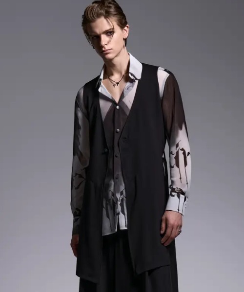 kiryuyrik(キリュウキリュウ)の「Kiryuyrik/キリュウキリュウ/Crape Long Flare Vest / クレープ ロングフレアベスト(ベスト・メンズ・ブラック・LARGE/MEDIUM/SMALL)」の6枚目の写真