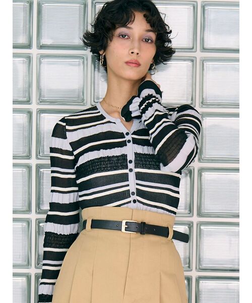 LAGUNAMOON（ラグナムーン）の「シアーボーダーカーデプルオーバー（ニット/セーター・レディース・アイボリー/ブラック/ライトブルー・FREE）」の11枚目の写真