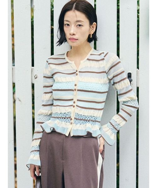 LAGUNAMOON（ラグナムーン）の「シアーボーダーカーデプルオーバー（ニット/セーター・レディース・アイボリー/ブラック/ライトブルー・FREE）」の15枚目の写真