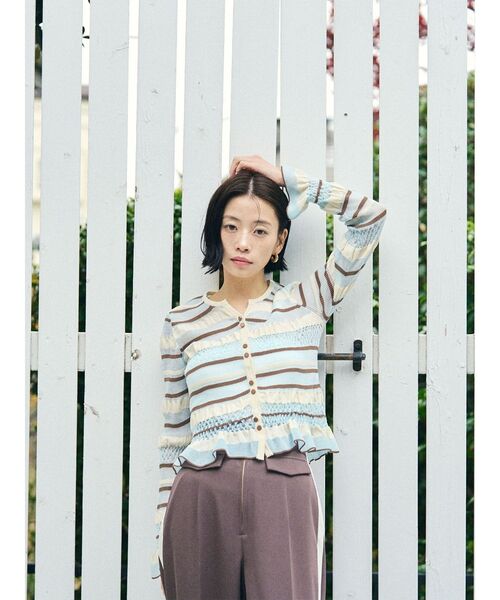 LAGUNAMOON（ラグナムーン）の「シアーボーダーカーデプルオーバー（ニット/セーター・レディース・アイボリー/ブラック/ライトブルー・FREE）」の16枚目の写真