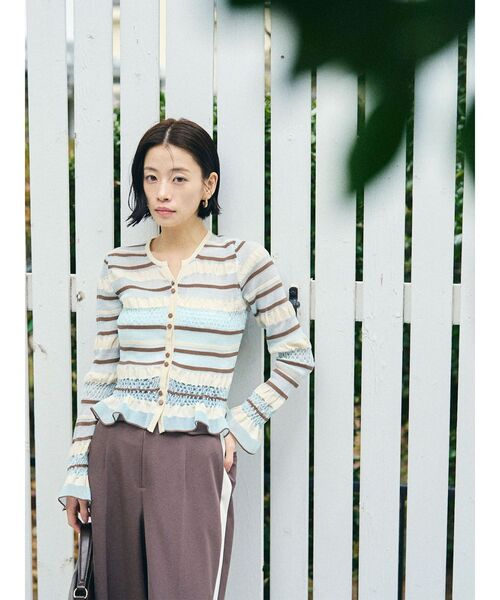 LAGUNAMOON（ラグナムーン）の「シアーボーダーカーデプルオーバー（ニット/セーター・レディース・アイボリー/ブラック/ライトブルー・FREE）」の17枚目の写真