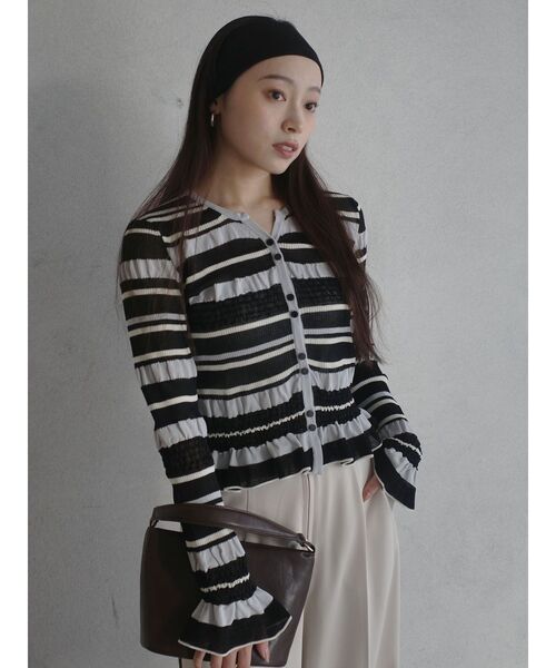 LAGUNAMOON（ラグナムーン）の「シアーボーダーカーデプルオーバー（ニット/セーター・レディース・アイボリー/ブラック/ライトブルー・FREE）」の21枚目の写真