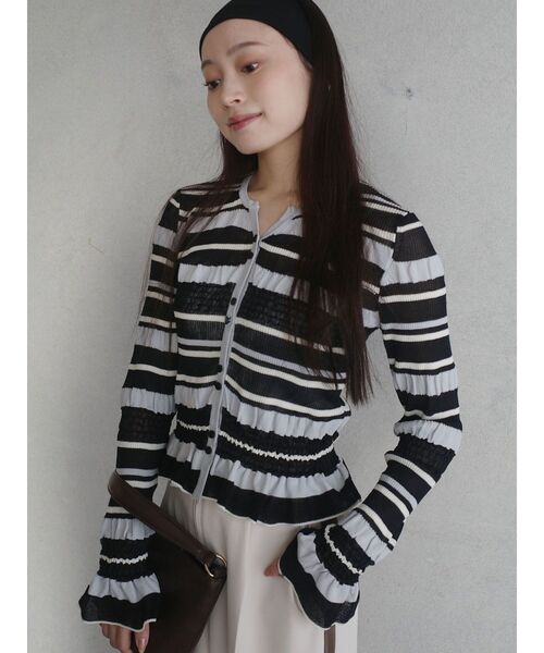LAGUNAMOON（ラグナムーン）の「シアーボーダーカーデプルオーバー（ニット/セーター・レディース・アイボリー/ブラック/ライトブルー・FREE）」の22枚目の写真