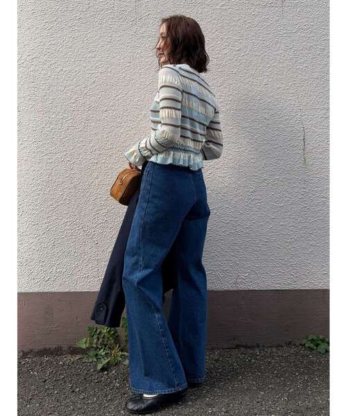 LAGUNAMOON（ラグナムーン）の「シアーボーダーカーデプルオーバー（ニット/セーター・レディース・アイボリー/ブラック/ライトブルー・FREE）」の6枚目の写真