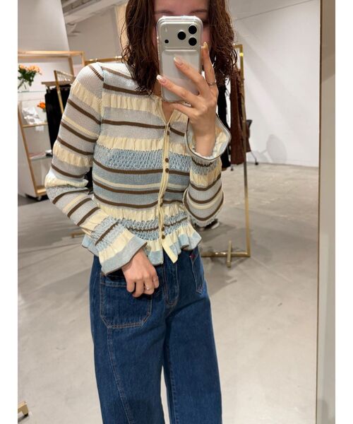 LAGUNAMOON（ラグナムーン）の「シアーボーダーカーデプルオーバー（ニット/セーター・レディース・アイボリー/ブラック/ライトブルー・FREE）」の8枚目の写真