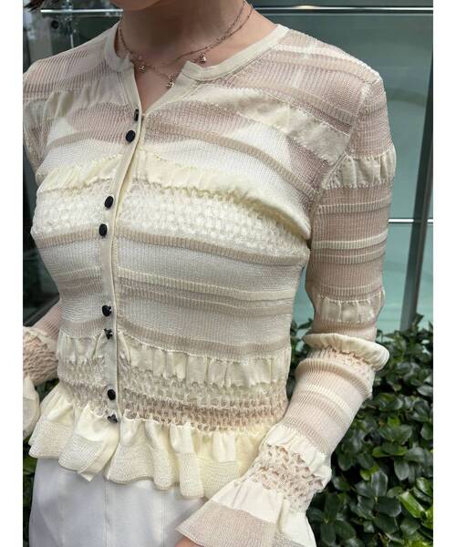 LAGUNAMOON（ラグナムーン）の「シアーボーダーカーデプルオーバー（ニット/セーター・レディース・アイボリー/ブラック/ライトブルー・FREE）」の9枚目の写真