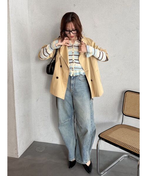 LAGUNAMOON（ラグナムーン）の「シアーボーダーカーデプルオーバー（ニット/セーター・レディース・アイボリー/ブラック/ライトブルー・FREE）」の13枚目の写真