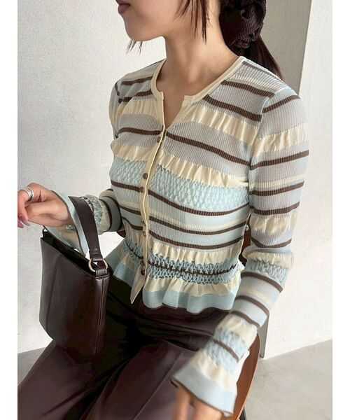 LAGUNAMOON（ラグナムーン）の「シアーボーダーカーデプルオーバー（ニット/セーター・レディース・アイボリー/ブラック/ライトブルー・FREE）」の15枚目の写真