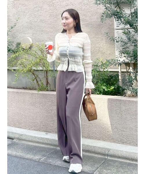 LAGUNAMOON（ラグナムーン）の「シアーボーダーカーデプルオーバー（ニット/セーター・レディース・アイボリー/ブラック/ライトブルー・FREE）」の6枚目の写真