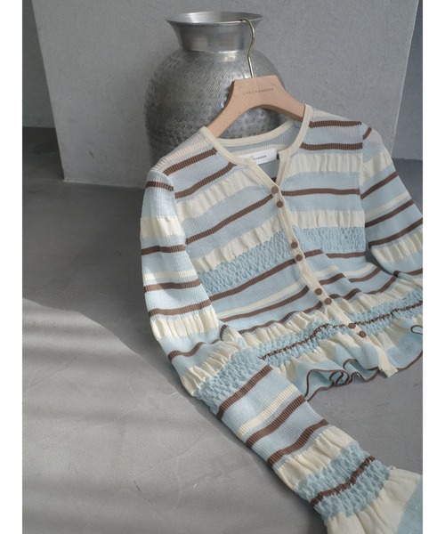 LAGUNAMOON(ラグナムーン)の「シアーボーダーカーデプルオーバー(ニット/セーター・レディース・アイボリー/ブラック/ライトブルー・FREE)」の8枚目の写真