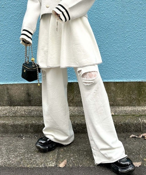 Alley Tokyo（アリートーキョー）の「ダメージスウェパンとフレアスカートのセット（スウェットパンツ・レディース・オフホワイト/グレー・FREE）」の21枚目の写真