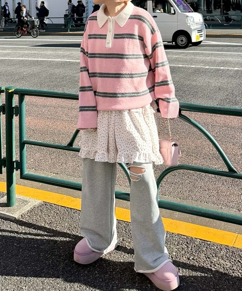 Alley Tokyo（アリートーキョー）の「ダメージスウェパンとフレアスカートのセット（スウェットパンツ・レディース・オフホワイト/グレー・FREE）」の13枚目の写真