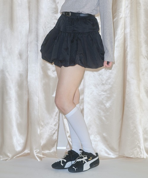 MSGirl（エムエスジーガール）の「バルーンミニスカート　ベルト付き（スカート・レディース・オフホワイト/ブラック・S/M/L）」の21枚目の写真