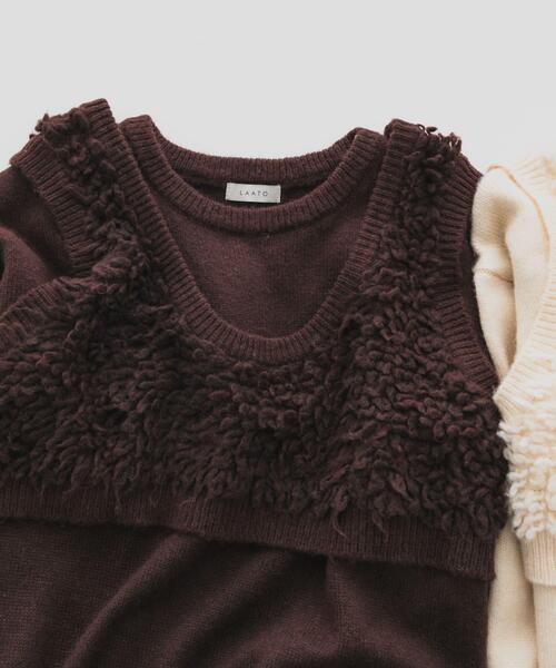 LAATO(ラート)の「mokomoko knit set(ニット/セーター・レディース・ブラウン/オフホワイト・FREE)」の5枚目の写真