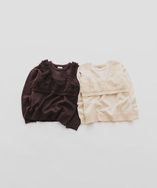 LAATO(ラート)の「mokomoko knit set(ニット/セーター・レディース・ブラウン/オフホワイト・FREE)」の6枚目の写真