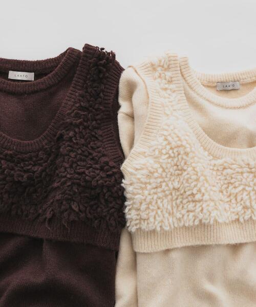 LAATO(ラート)の「mokomoko knit set(ニット/セーター・レディース・ブラウン/オフホワイト・FREE)」の7枚目の写真