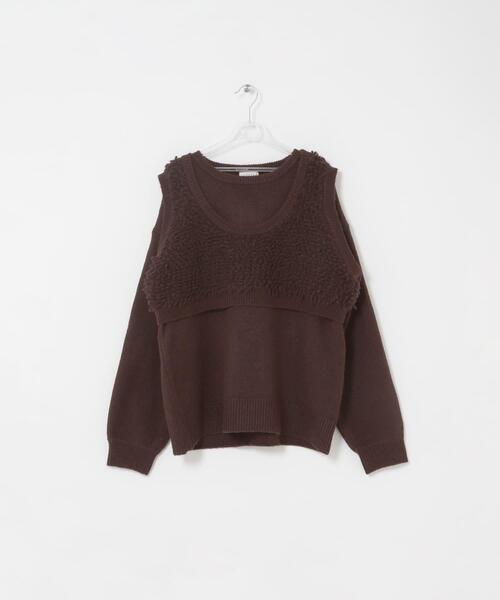 LAATO(ラート)の「mokomoko knit set(ニット/セーター・レディース・ブラウン/オフホワイト・FREE)」の8枚目の写真
