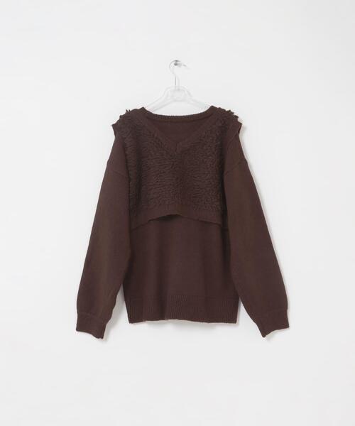LAATO(ラート)の「mokomoko knit set(ニット/セーター・レディース・ブラウン/オフホワイト・FREE)」の11枚目の写真