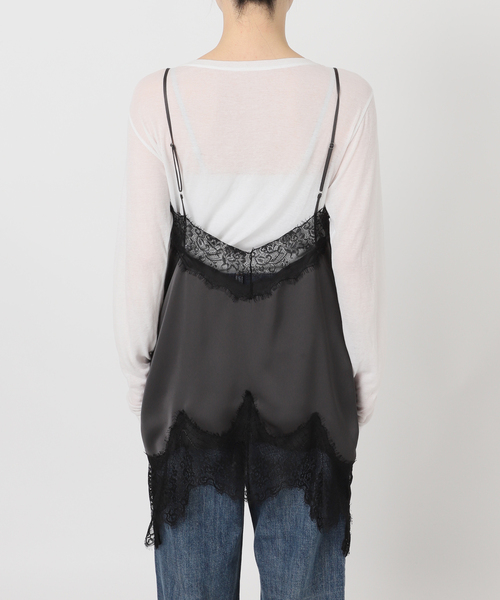 Spick & Span（スピックアンドスパン）の「レースサテンチュニックキャミソール（キャミソール・レディース・ホワイト/チャコールグレー・FREE）」の19枚目の写真