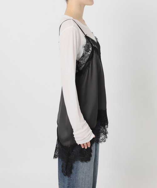 Spick & Span（スピックアンドスパン）の「レースサテンチュニックキャミソール（キャミソール・レディース・ホワイト/チャコールグレー・FREE）」の20枚目の写真