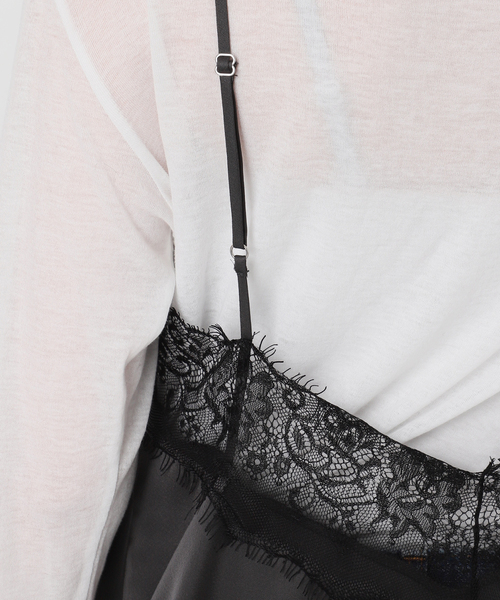 Spick & Span（スピックアンドスパン）の「レースサテンチュニックキャミソール（キャミソール・レディース・ホワイト/チャコールグレー・FREE）」の22枚目の写真