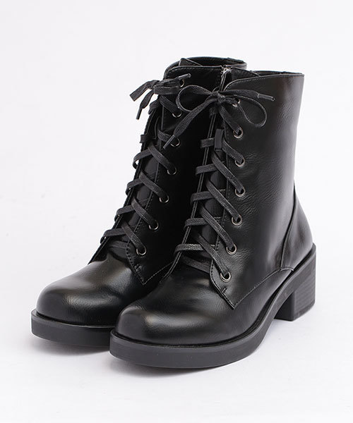 NANO universe（ナノユニバース）の「レースアップショートブーツ（ブーツ・レディース・ブラック・36/37/38）」の3枚目の写真