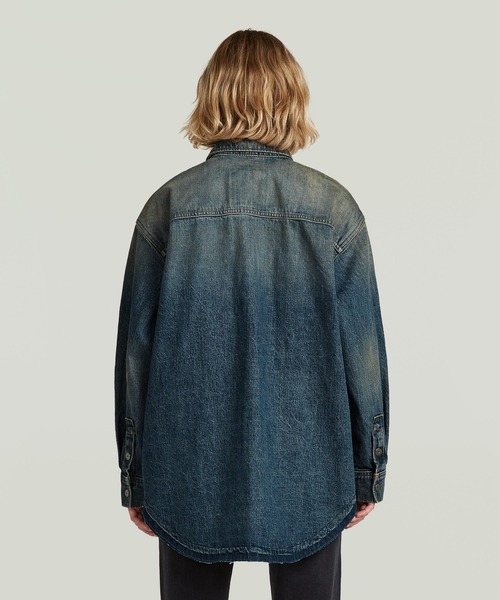 G-STAR（ジースター）の「【UNISEX】Hybrid Overshirt/異素材ミックスロールアップデザインヴィンテージライクウォッシュド加工オーバーサイズデニムシャツジャケット（シャツ/ブラウス・レディース・ブルー系その他・MEDIUM/SMALL/X-SMALL）」の5枚目の写真