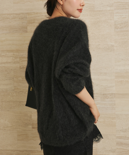 美品✨Plage 24AW Fur V Nuance プルオーバー 黒 セール】Light Fur V nuance プルオーバー（ニット/セーター）｜Plage