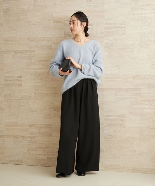 【美品】Plage Light fur v nuance プルオーバー ブラック セール】Light Fur V nuance プルオーバー（ニット/セーター）｜Plage