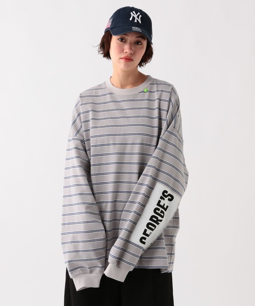 GEORGE'S（ジョージズ）の「エルボーパッチマルチボーダー（Tシャツ/カットソー・メンズ・グレー系その他/ネイビー/グレー系その他2/ライトグレー・MEDIUM/LARGE）」の2枚目の写真