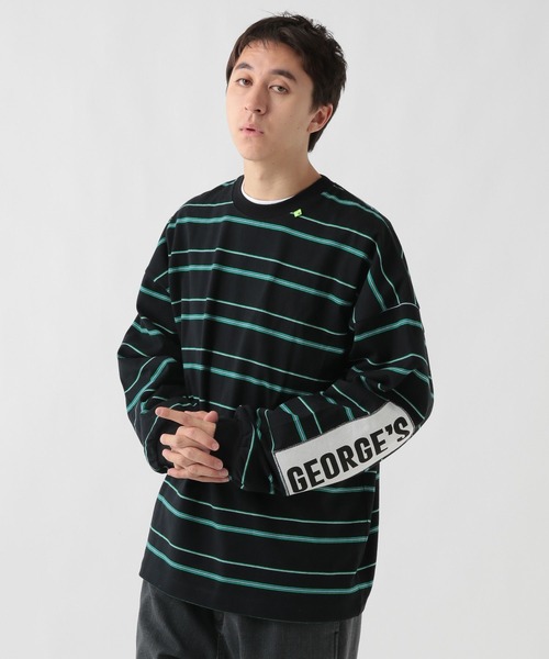 GEORGE'S（ジョージズ）の「エルボーパッチマルチボーダー（Tシャツ/カットソー・メンズ・グレー系その他/ネイビー/グレー系その他2/ライトグレー・MEDIUM/LARGE）」の3枚目の写真