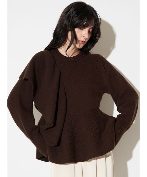 ELENDEEK（エレンディーク）の「ショルダーフリルペプラムニット（ニット/セーター・レディース・ブラウン/グレー・FREE）」の21枚目の写真