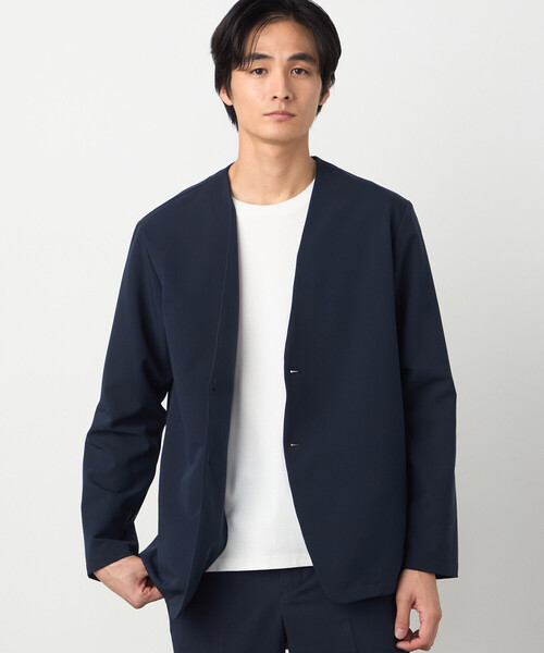 COMME CA ISM(コムサイズム)の「【セットアップ対応】ウールライク ノーカラージャケット(ノーカラージャケット・メンズ・ネイビー/ベージュ・SMALL/MEDIUM/LARGE/X-LARGE)」の1枚目の写真