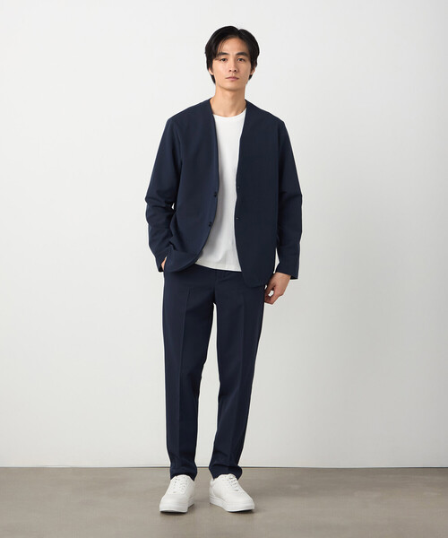 COMME CA ISM(コムサイズム)の「【セットアップ対応】ウールライク ノーカラージャケット(ノーカラージャケット・メンズ・ネイビー/ベージュ・SMALL/MEDIUM/LARGE/X-LARGE)」の5枚目の写真