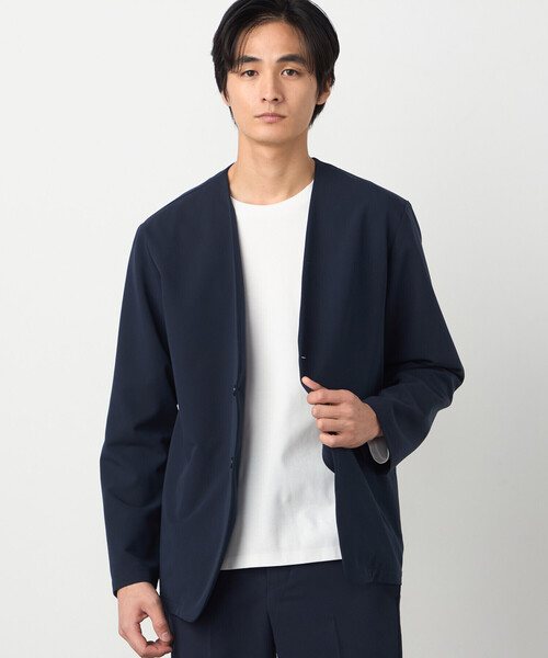 COMME CA ISM(コムサイズム)の「【セットアップ対応】ウールライク ノーカラージャケット(ノーカラージャケット・メンズ・ネイビー/ベージュ・SMALL/MEDIUM/LARGE/X-LARGE)」の9枚目の写真