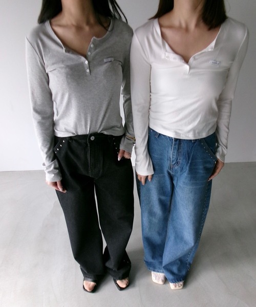 SANSeLF（サンセルフ）の「【SANSeLF】スタッズディテールデニムパンツ saw25a081（デニムパンツ・レディース・ブルー/ブラック・FREE）」の17枚目の写真