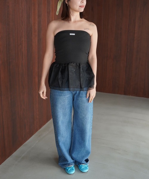 SANSeLF（サンセルフ）の「【SANSeLF】スタッズディテールデニムパンツ saw25a081（デニムパンツ・レディース・ブルー/ブラック・FREE）」の5枚目の写真