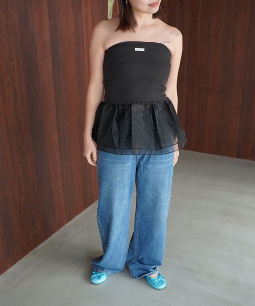 SANSeLF（サンセルフ）の「【SANSeLF】スタッズディテールデニムパンツ saw25a081（デニムパンツ・レディース・ブルー/ブラック・FREE）」の6枚目の写真