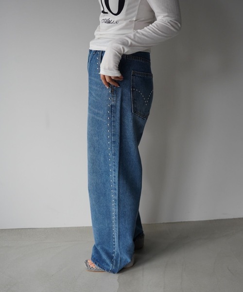 SANSeLF（サンセルフ）の「【SANSeLF】スタッズディテールデニムパンツ saw25a081（デニムパンツ・レディース・ブルー/ブラック・FREE）」の9枚目の写真
