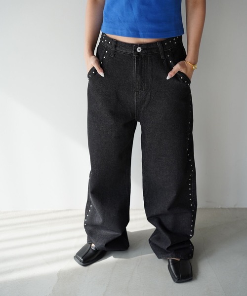 SANSeLF（サンセルフ）の「【SANSeLF】スタッズディテールデニムパンツ saw25a081（デニムパンツ・レディース・ブルー/ブラック・FREE）」の20枚目の写真