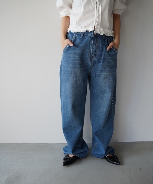 SANSeLF（サンセルフ）の「【SANSeLF】スタッズディテールデニムパンツ saw25a081（デニムパンツ・レディース・ブルー/ブラック・FREE）」の11枚目の写真